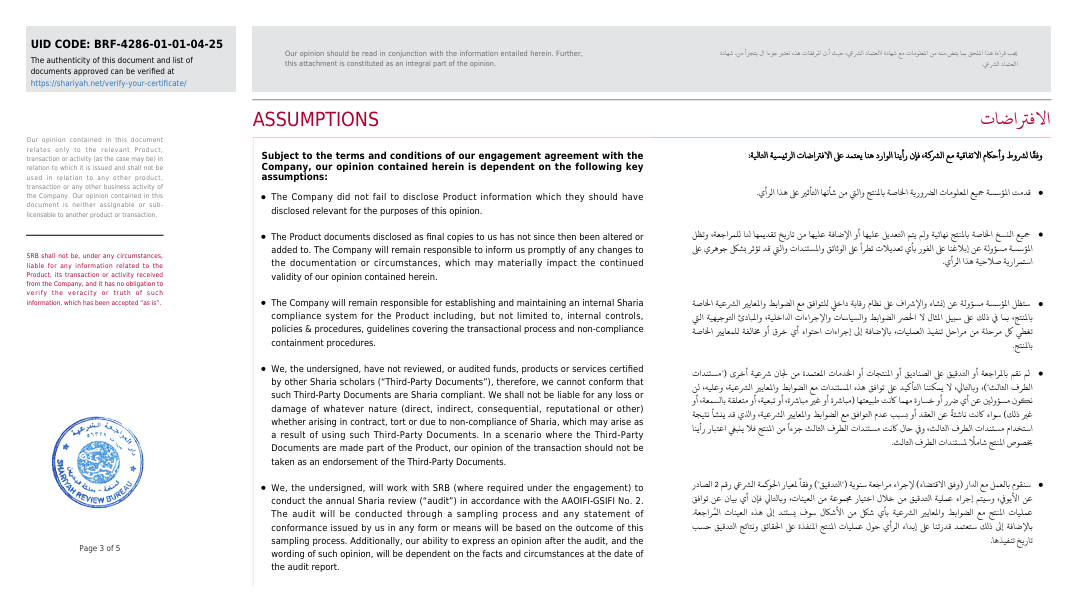 Page 3 — Assumptions